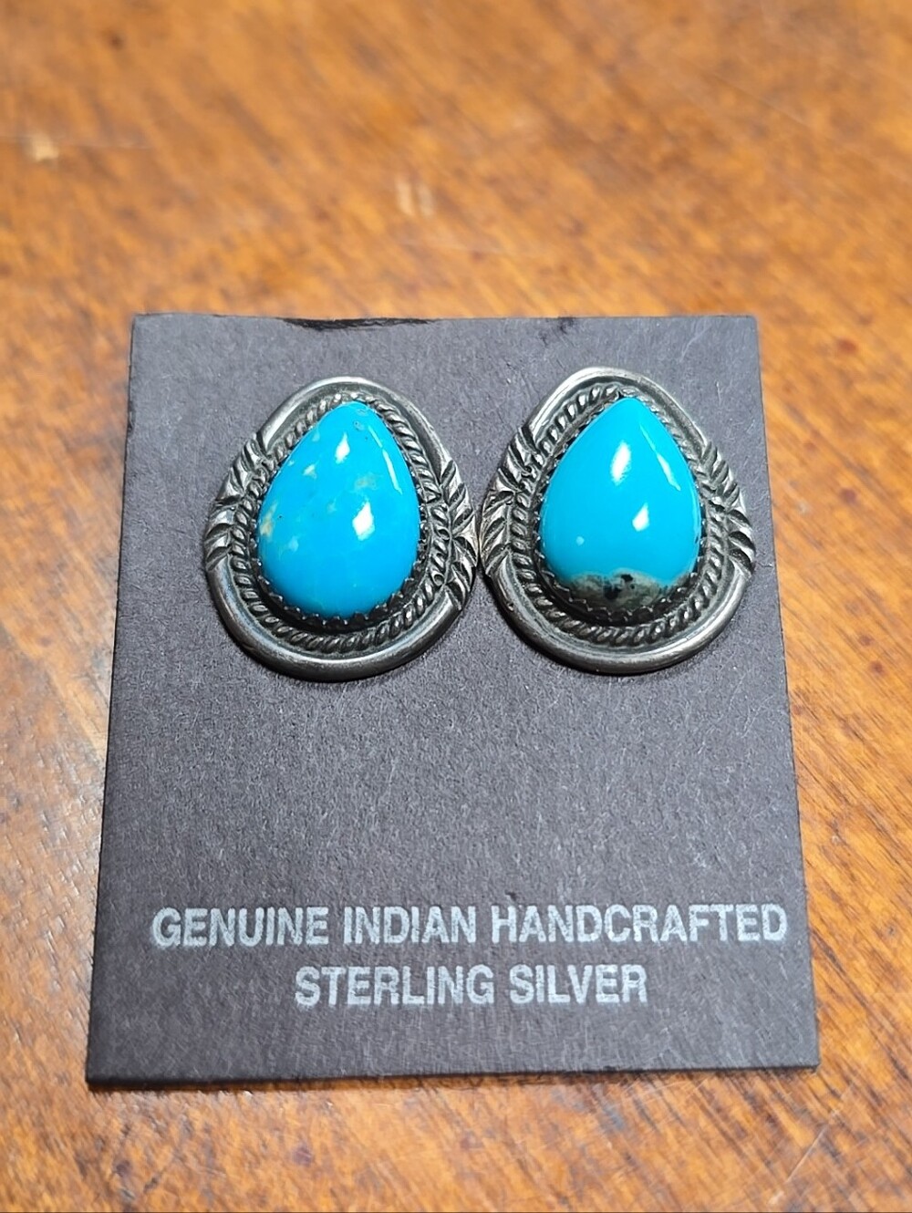 Native American Jewelry Turquoise Sterling Silver Earrings Signed Vintage New